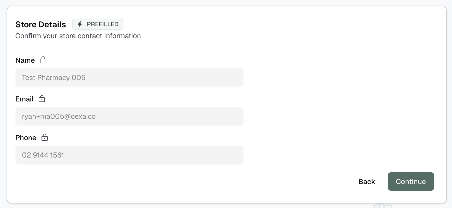 Store details screen